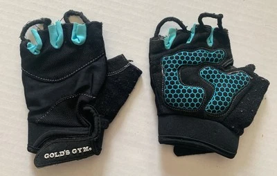 Gold's Gym Weightlifting Gloves, Adjustable Hook & Loop, Black Blue Sz S/M - Image 1 of 4