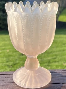 ~5” Copa de vidrio opalino rosa esmerilado rubor con cuentas francés Portieux Vallerysthal - Imagen 1 de 10