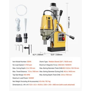 Magnetic Drill Press 1400W 2922 lbf Boring Diameter 2 in 0-750 RPM Heavy Duty - Picture 1 of 7
