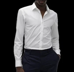 Hugo Boss Men's Koey Slim Solid White Easy Iron Dress Shirt 17.5 $128 50489856 - Picture 1 of 4