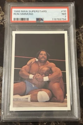 1988 Wonderama NWA #10 Ron Simmons Rookie PSA 7 WCW Wrestling Card - Image 1 of 2