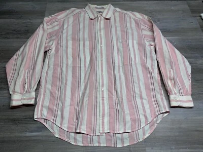 Camisa De Colección Años 90 Dockers Para Hombres Rosa Rayas Abotonada Preppy Manga Larga Talla L Foto 1 de 4