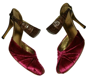 TOM FORD for GUCCI Runway Vintage 90’s Fuchsia Velvet High Heels Mule Pumps US 8 - Picture 1 of 16