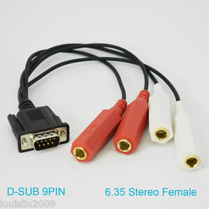 20pcs 30cm D-Sub 9pin DB9 9pin Male to 4 x 6.3mm 1/4" Female Adapter Cable