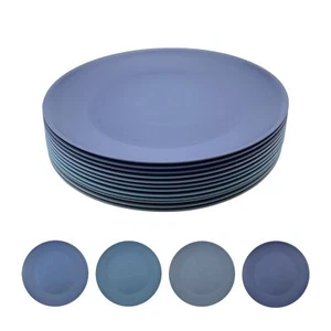 12 Pack 10 Inch Reusable Plastic Dinner Plates for Kids Kitchen Camping Outdoor - Picture 1 of 7