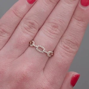 Moissanite Full Eternity Wedding Band Solid 14K Rose Gold Over 1.50 CT Round Cut - Picture 1 of 7