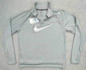 Nike Running Dri-Fit Oberteil Damen mittelgrau 1/4-Reißverschluss Langarm neu mit Etikett - Bild 1 von 14