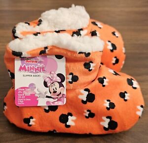 Toddler Girl 2T-3T Shoe Size 4.5-7.5 Fuzzy Babba Slipper Socks Minnie Mouse New