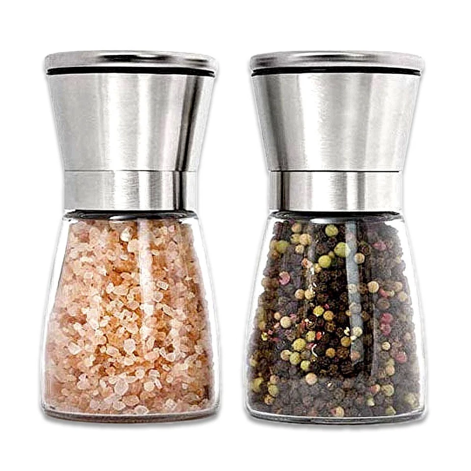2er Set kleine Edelstahl Pfeffermühle Gewürzmühle Mühle Streuer Salz Pfeffer - Bild 1 von 1
