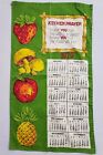 Vintage 1979 Calendar Tea Towel Retro Mid Century Colors Fruits Mushrooms 15x27"