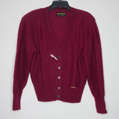 Geiger Women's Vintage Button Front Wool Blend Cardigan Sweater Plum SZ 10 B22 - Image 1 of 4