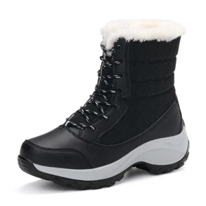 Womens Snow Boots Wide Calf Waterproof High-top Fur Lined Shoes Winter Warm New - Picture 1 of 10