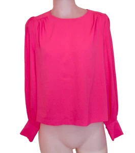 Marled Reunited Clothing Blouse Long Sleeve Bright Pink Floaty Fabric Small - Picture 1 of 5