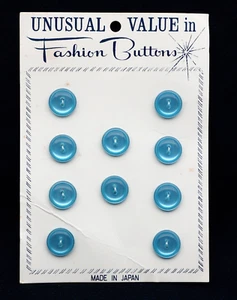 Vintage Nähen Knöpfe 10 Blau Ausgefallen Mode Original Karten Basteln - Bild 1 von 5
