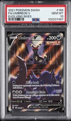 2021 POKEMON SWORD & SHIELD EVOLVING SKIES #189 FULL ART/UMBREON V PSA 10 - Image 1 of 2