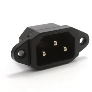 IEC 10A C14 3 Pin Chassis Panel Mount Plug (Pins) Connector 6.35mmTABS - Picture 1 of 14