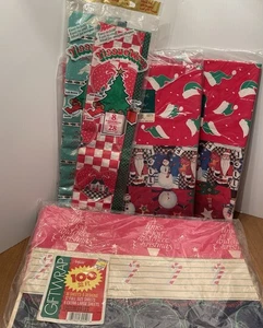 Vintage Christmas Wrapping Paper And Tissue Paper Sheets Retro Sealed - Picture 1 of 8
