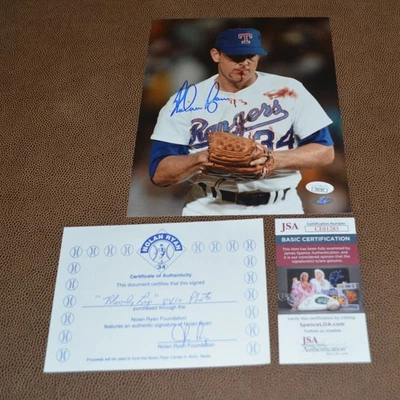 Nolan Ryan Texas Rangers Autographed 8x10 JSA Authentication - Image 1 of 4