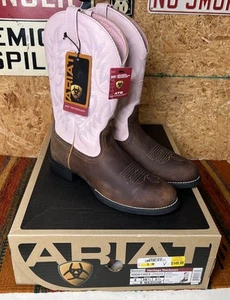 Ariat Heritage Stockman Women's Size 8 B Brown & Pink Round Toe Boots 29420 NEW - Picture 1 of 8
