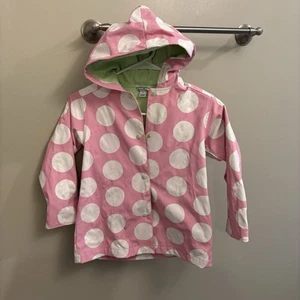 Hartstrings Girls 4T Pink White Polka Dot Lined Raincoat Jacket Hood Pockets - Picture 1 of 6