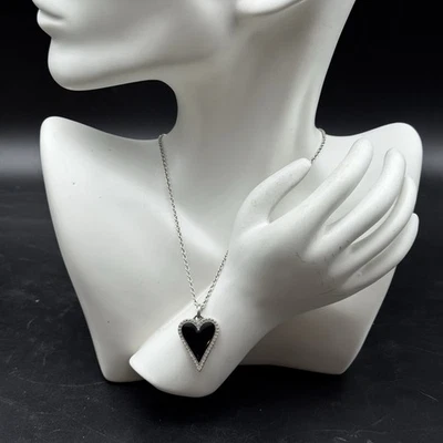 Collar Brighton Dazzling Love Heart NEGRO y Plata Cristal D30248 Nuevo con Etiquetas Foto 1 de 4