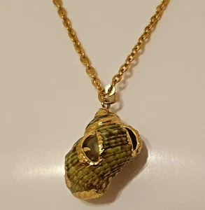 Collar de cadena colgante enchapado en oro con carcasa natural - Imagen 1 de 6