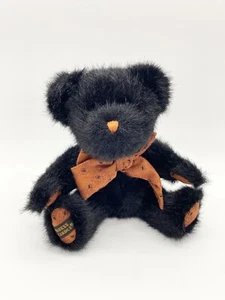 Boyds Bears nero snodato con stampa zampa arancione fiocco orso candela yankee 8,5" - Foto 1 di 8