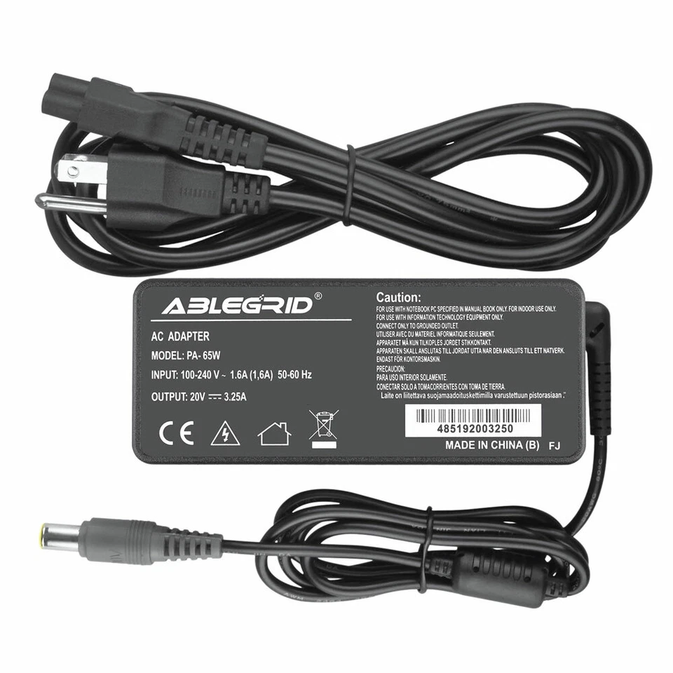 Adaptador de CA 65W 20V 3.25A para IBM Lenovo Thinkpad T61 Cargador Fuente de alimentación Red Foto 1 de 4