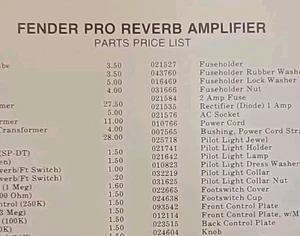 Parts List-Schematic-Wiring Diagram FENDER Pro Reverb Amplifier Amp 1976 40W - Imagen 1 de 2