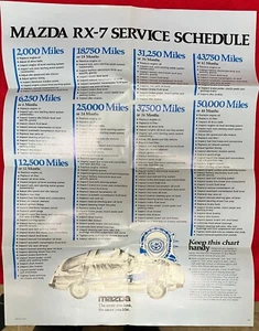 1979-80 RX-7 RX7 Maintenance Scedule Poster As Received in 1979 Folded - Bild 1 von 1