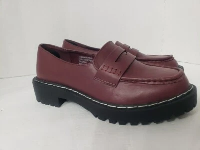 Zapatos Tórridos Borgoña Imitación Cuero Topo Superior TACA GRUESA Zapatos Talla 8 WW (NUEVO)  Foto 1 de 4