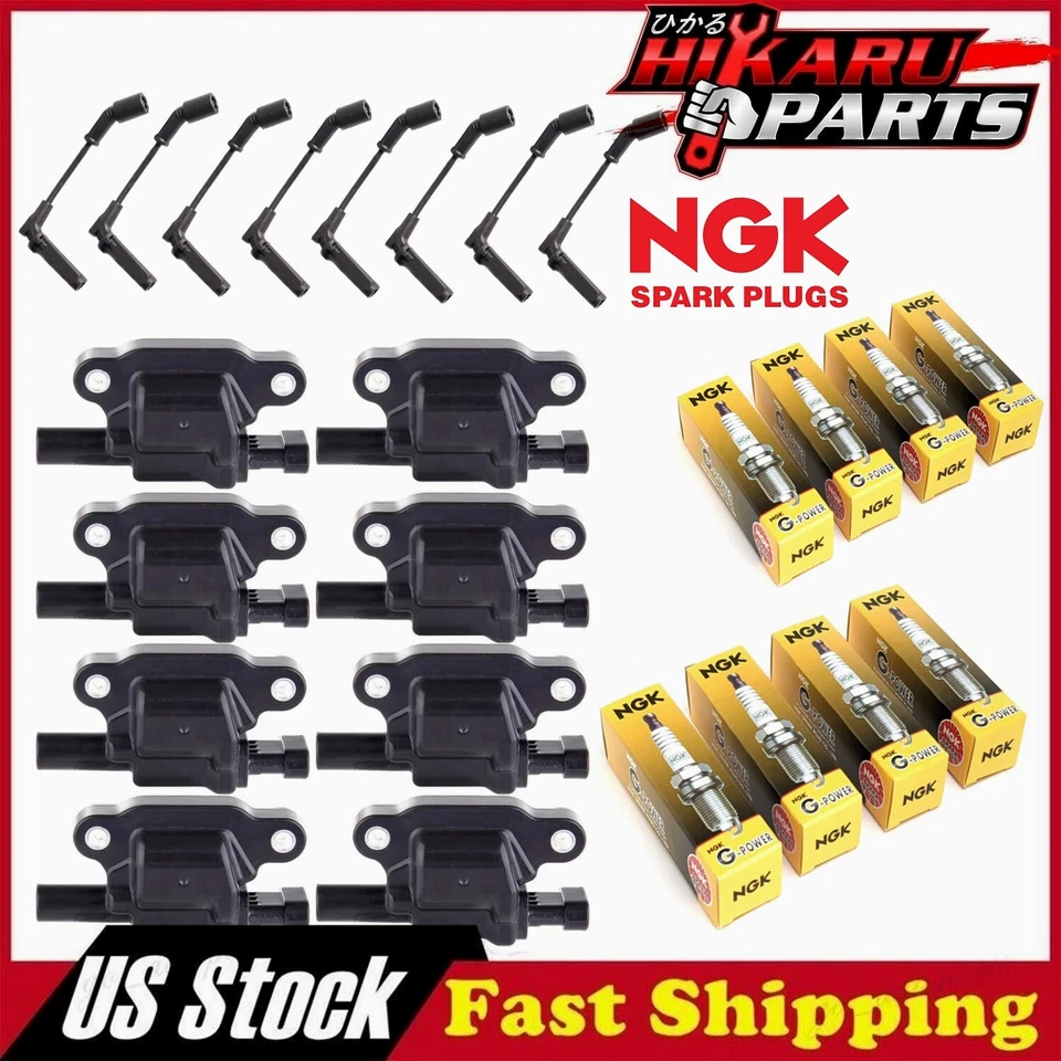 8x Ignition Coil & NGK Platinum Spark Plug Wire Set For Chevy Silverado Cadillac - Image 1 of 4