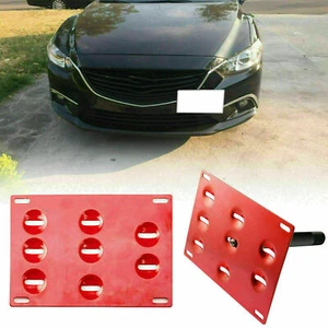 Red Bumper Tow Hook License Plate Mounting Bracket Holder For Mazda 3 6 CX-5 - Picture 1 of 12