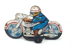 Vintage Tin Litho Police Motorcycle Friction Motor 1960s Vintage Antique RARE - Picture 1 of 6