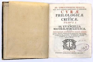 JOHANN CHRISTOPH WOLF 1741 Curae philologicae Criticae New Testament Theology - Foto 1 di 4