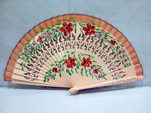 VENTAGLIO IN LEGNO INTARSIATO E STOFFA DIPINTO A MANO REF.S4F6 - VINTAGE - 1990 - Imagen 1 de 1