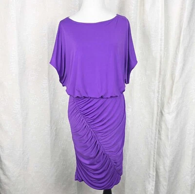 Aidan Mattox iris púrpura vestido de cóctel jersey elástico blusa acanalada ceñido al cuerpo Foto 1 de 4