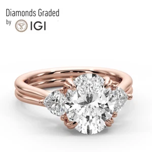 IGI Certified 4.00 CT Oval Diamond Engagement Ring F VS2 18k Rose Gold - Picture 1 of 12