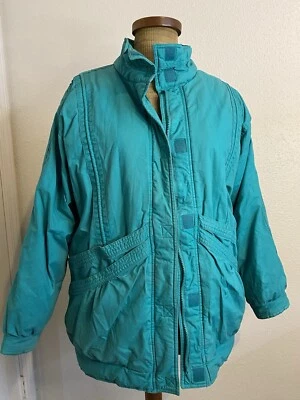 J Gallery  Men’s Size Large Puffer Ski Jacket, Vintage 1980s, Aqua Duck Down - Image 1 of 4