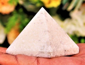 60MM White Scolecite Crystal Pyramid Aura Energy Chakra Healing Gemstone Pyramid - Picture 1 of 10