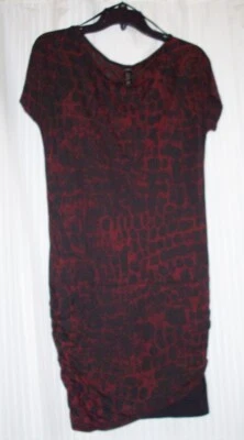 NEW Victoria's Secret Banded Bottom T-Shirt Dress Red Black Animal Snake Print S - Image 1 of 4