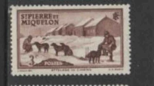 ST. PIERRE & MIQUELON #173 1938 3c DOG TEAM MINT VF LH O.G - Picture 1 of 1