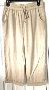 Women New White Stay Tan Elastic Waistband/W Tie Casual Pants size S(4-6) - Picture 1 of 3