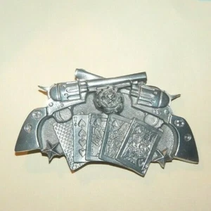 De colección. Pistolas con hebilla de cinturón de Texas, estrellas, rosa amarilla de Texas, alta recta 4635P - Imagen 1 de 3