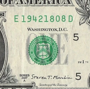 AUG 18 1942 Birthday Date Note Fancy Serial Number One Dollar Bill 08 18 1942 - Picture 1 of 11