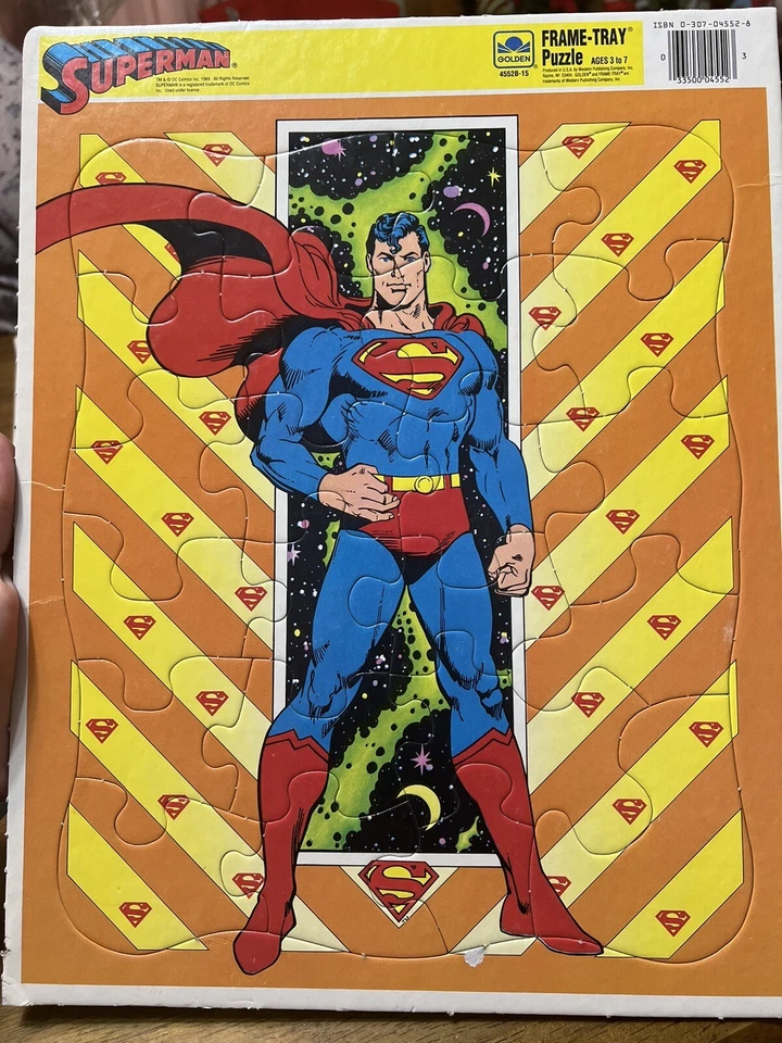"Rompecabezas bandeja marco dorado Superman 1989 de colección 14,5"" DC Comics" Foto 1 de 1