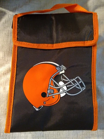NFL CLEVELAND BROWNS INSULATED LUNCH BAG WITH hook loop CLOSURE 9x6x4 Cover