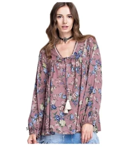 Staffelei Anthropologie Top S Blumen Boho Langarm Tunika Bluse leicht - Bild 1 von 11
