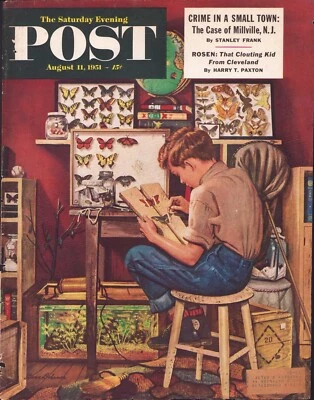 1951 AUG 11 Butterfly Collector SATURDAY EVENING POST COVER ONLY #4 - Image 1 of 3