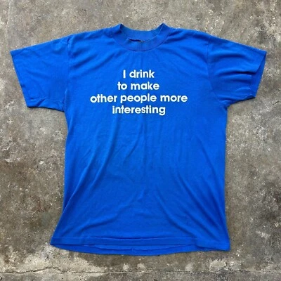 Camiseta azul manga corta vintage con gráfico de cerveza de los 80 para hombre grande divertida Foto 1 de 4